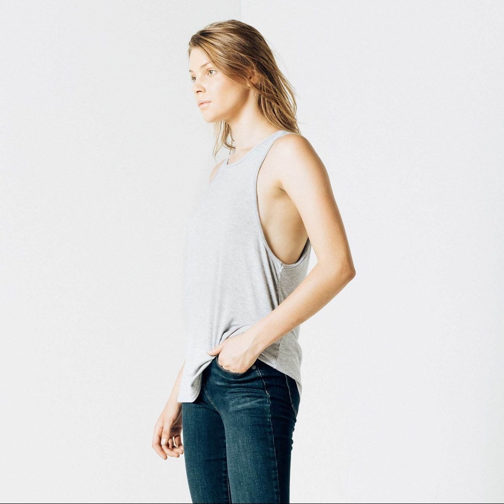NEW Modal Muscle Racerback Tank In Heather Grey - Picture 4 of 9